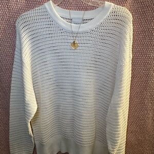 Varley Open Knit Sweater Sz M in color Egret